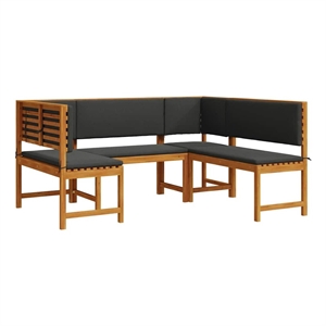 vidaXL 3 PC Solid Acacia Wood Small Garden Bench in Set in Brown