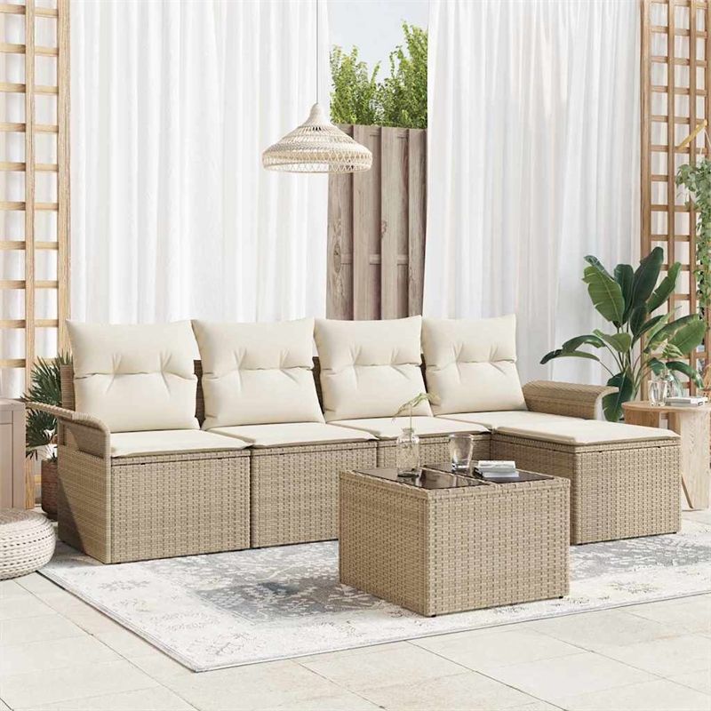 vidaXL Poly Rattan Sofa Beige