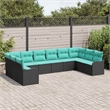 vidaXL Poly Rattan Sofa Set with Cushions in Black