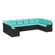 vidaXL Poly Rattan Sofa Set with Cushions in Black