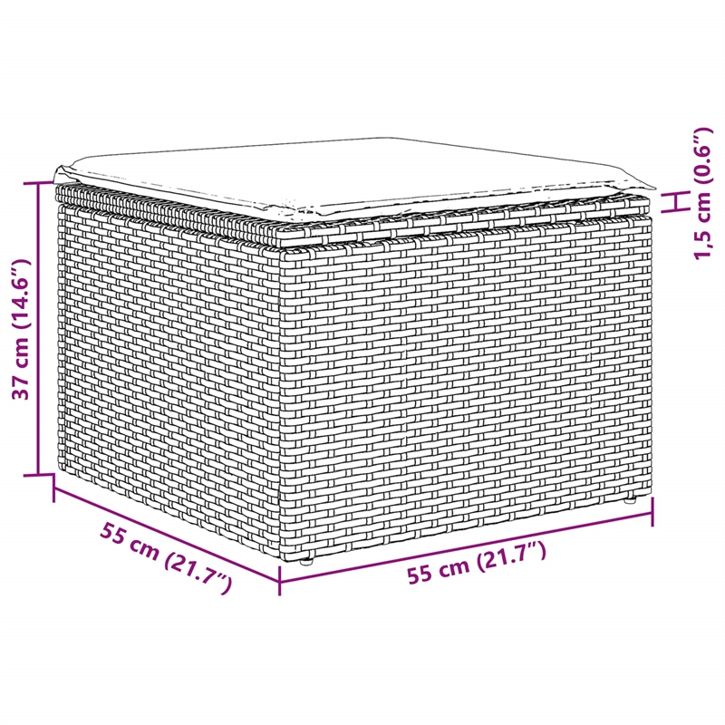 vidaXL Poly Rattan Sofa Set with Cushions in Black