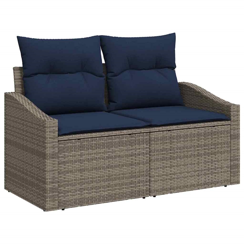 vidaXL Poly Rattan Sofa Set with Cushions in Gray