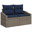 vidaXL Poly Rattan Sofa Set with Cushions in Gray