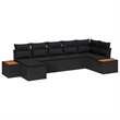 vidaXL Solid Acacia Wood Sofa Set with Cushions in Black