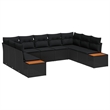 vidaXL Solid Acacia Wood Sofa Set with Cushions in Black