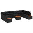 vidaXL Solid Acacia Wood Sofa Set with Cushions in Black
