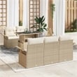 vidaXL Solid Acacia Wood Sofa Set with Cushions in Beige
