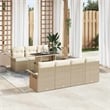 vidaXL Solid Acacia Wood Sofa Set with Cushions in Beige