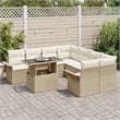 vidaXL Solid Acacia Wood Small Sofa Set with Cushions in Beige