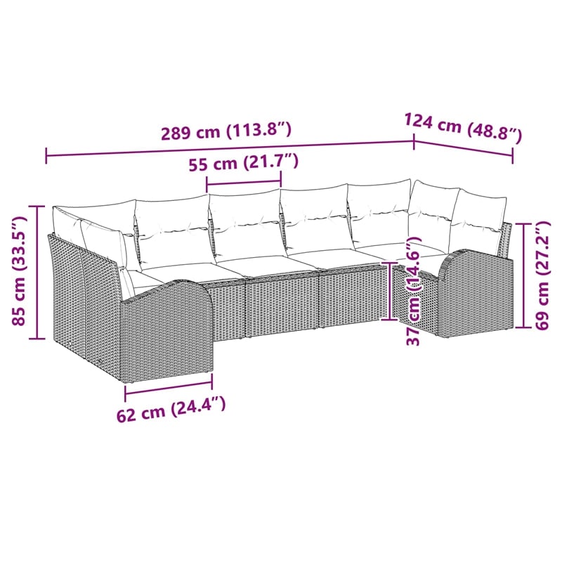 vidaXL Poly Rattan Small Sofa Set in Black