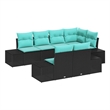 vidaXL Poly Rattan Sofa Set with Cushions in Black