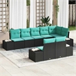 vidaXL Poly Rattan Large Sofa Set with Cushions in Black