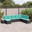 vidaXL Poly Rattan Small Sofa Set with Cushions in Black