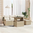 vidaXL Solid Acacia Wood Sofa Set with Cushions in Beige