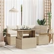 vidaXL Solid Acacia Wood Sofa Set with Cushions in Beige