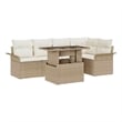 vidaXL Solid Acacia Wood Sofa Set with Cushions in Beige