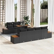 vidaXL Solid Acacia Wood Sofa Set with Cushions in Black