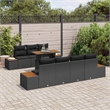 vidaXL Solid Acacia Wood Sofa Set with Cushions in Black