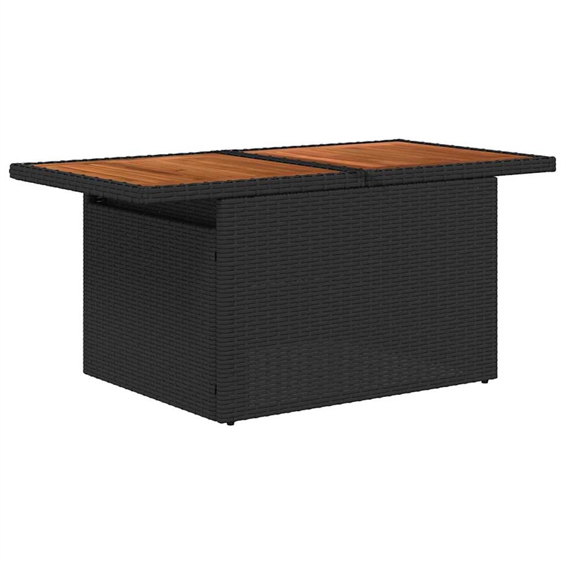 vidaXL Solid Acacia Wood Sofa Set with Cushions in Black