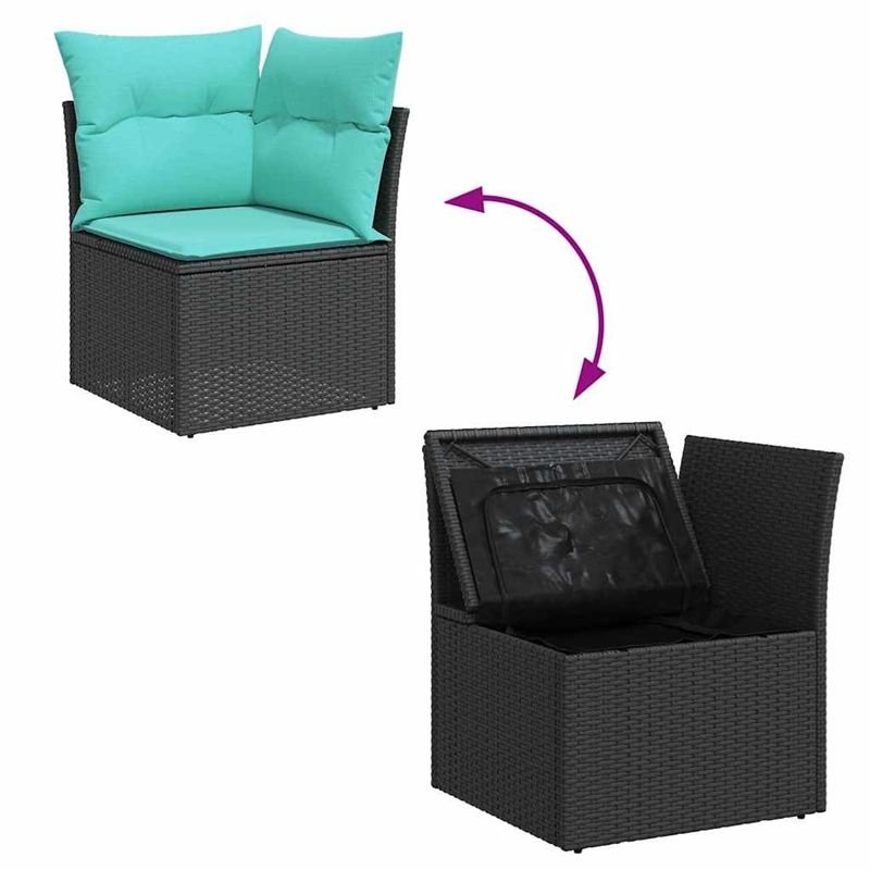 vidaXL Poly Rattan Sofa Set in Black