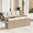 vidaXL Solid Acacia Wood Sofa Set with Cushions in Beige