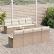 vidaXL Solid Acacia Wood Sofa Set with Cushions in Beige