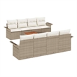 vidaXL Solid Acacia Wood Sofa Set with Cushions in Beige