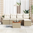 vidaXL Solid Acacia Wood Sofa Set with Cushions in Beige