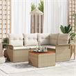 vidaXL Solid Acacia Wood Sofa Set with Cushions in Beige