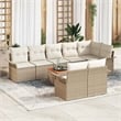 vidaXL Solid Acacia Wood Large Sofa Set with Cushions in Beige