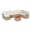 vidaXL Solid Acacia Wood Sofa Set with Cushions in Beige