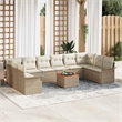 vidaXL Solid Acacia Wood Sofa Set with Cushions in Beige