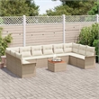 vidaXL Solid Acacia Wood Sofa Set with Cushions in Beige
