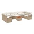 vidaXL Solid Acacia Wood Sofa Set with Cushions in Beige
