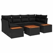 vidaXL Solid Acacia Wood Sofa Set with Cushions in Black
