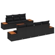 vidaXL Solid Acacia Wood Small Sofa Set with Cushions in Black