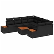 vidaXL Solid Acacia Wood Sofa Set with Cushions in Black