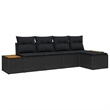 vidaXL Solid Acacia Wood Sofa Set with Cushions in Black