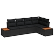vidaXL Solid Acacia Wood Sofa Set with Cushions in Black