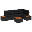 vidaXL Solid Acacia Wood Sofa Set with Cushions in Black