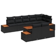 vidaXL Solid Acacia Wood Sofa Set with Cushions in Black