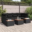 vidaXL Solid Acacia Wood Sofa Set with Cushions in Black
