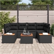 vidaXL Solid Acacia Wood Sofa Set with Cushions in Black