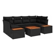 vidaXL Solid Acacia Wood Sofa Set with Cushions in Black