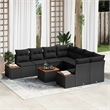 vidaXL Solid Acacia Wood Sofa Set with Cushions in Black