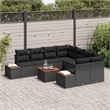 vidaXL Solid Acacia Wood Sofa Set with Cushions in Black