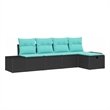 vidaXL Poly Rattan Sofa Set with Cushions in Black