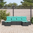 vidaXL Poly Rattan Small Sofa Set with Cushions in Black
