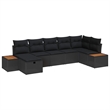 vidaXL Solid Acacia Wood Sofa Set with Cushions in Black