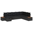 vidaXL Solid Acacia Wood Sofa Set with Cushions in Black